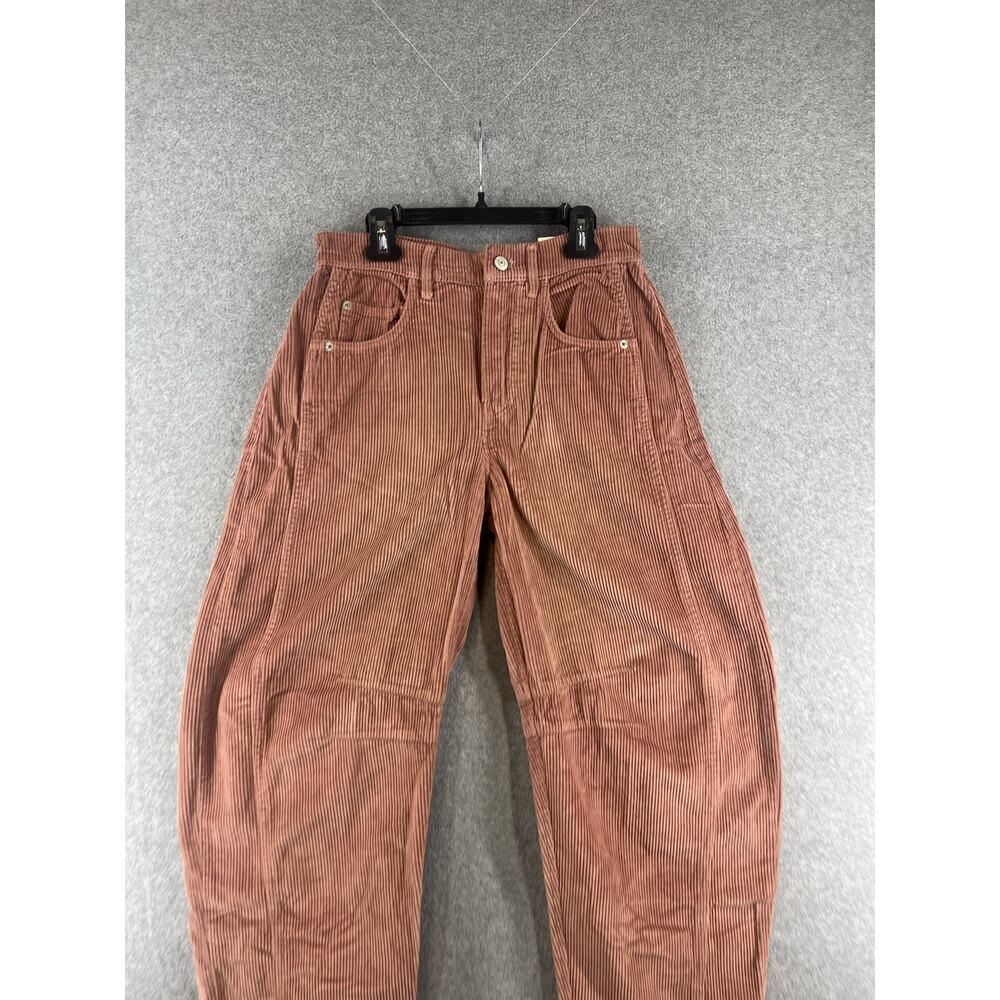 Free People We The Free Good Luck Barrel Corduroy Jeans Withered Rose Size 24 - Picture 2 of 9